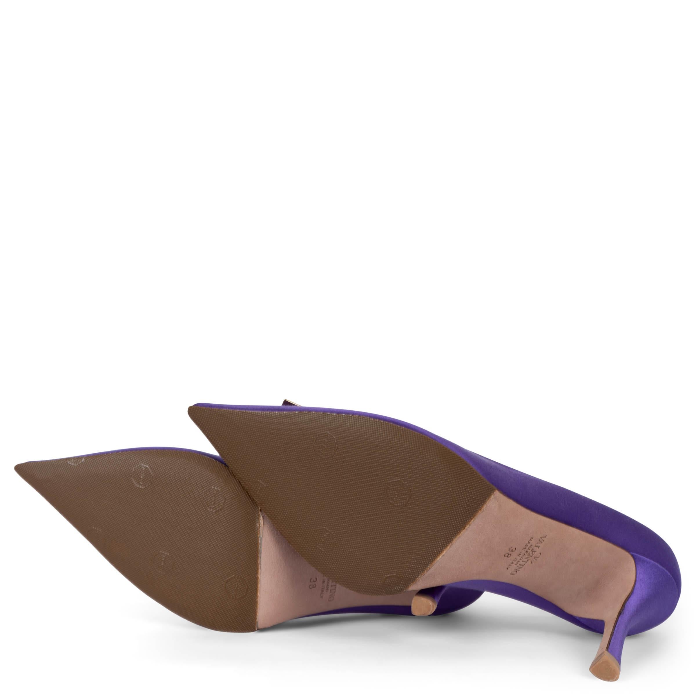 VALENTINO Electric Violet 2022 ONE STUD 100 Satin Pumps Shoes 38 For Sale 2