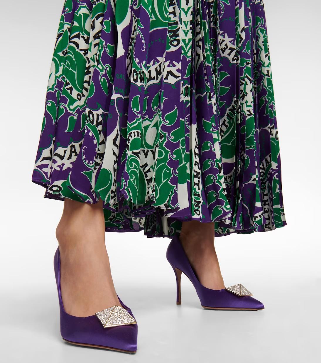 VALENTINO Electric Violet 2022 ONE STUD 100 Satin Pumps Shoes 38 For Sale 4