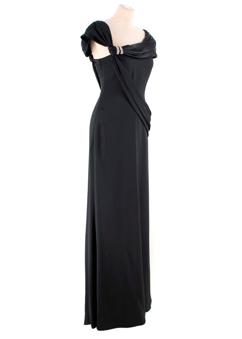 Valentino Embellished Asymmetric-Neckline Black Silk-Gown 

- Black floor length gown
- Silk shell & lining
- Asymmetric neckline with silver sequin embellishment
- Concealed side zip
- Sleek silhouette
- Sash style draping at the centre

Please