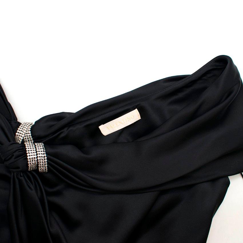 Valentino Embellished Asymmetric-Neckline Black Silk-Gown US 0-2 For Sale 1