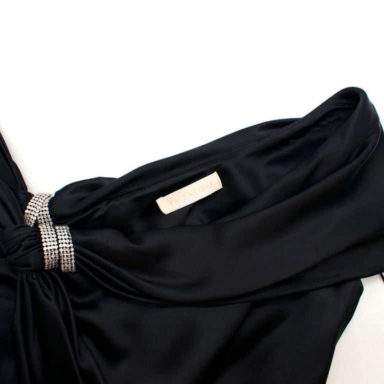 Valentino Embellished Asymmetric-Neckline Black Silk-Gown US 0-2 For ...