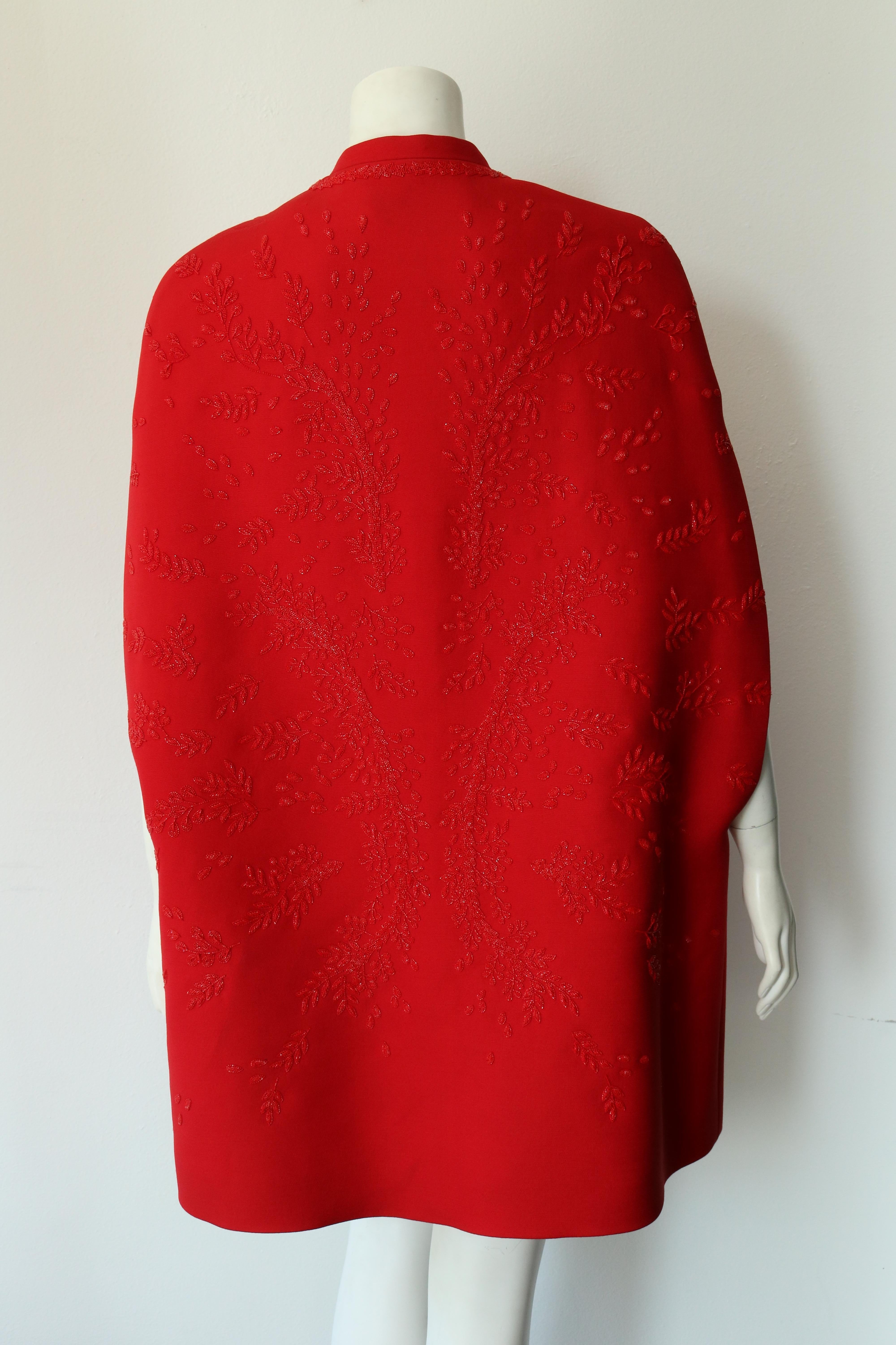 Women's Valentino Haute Couture Red Beaded Embellished Cape 