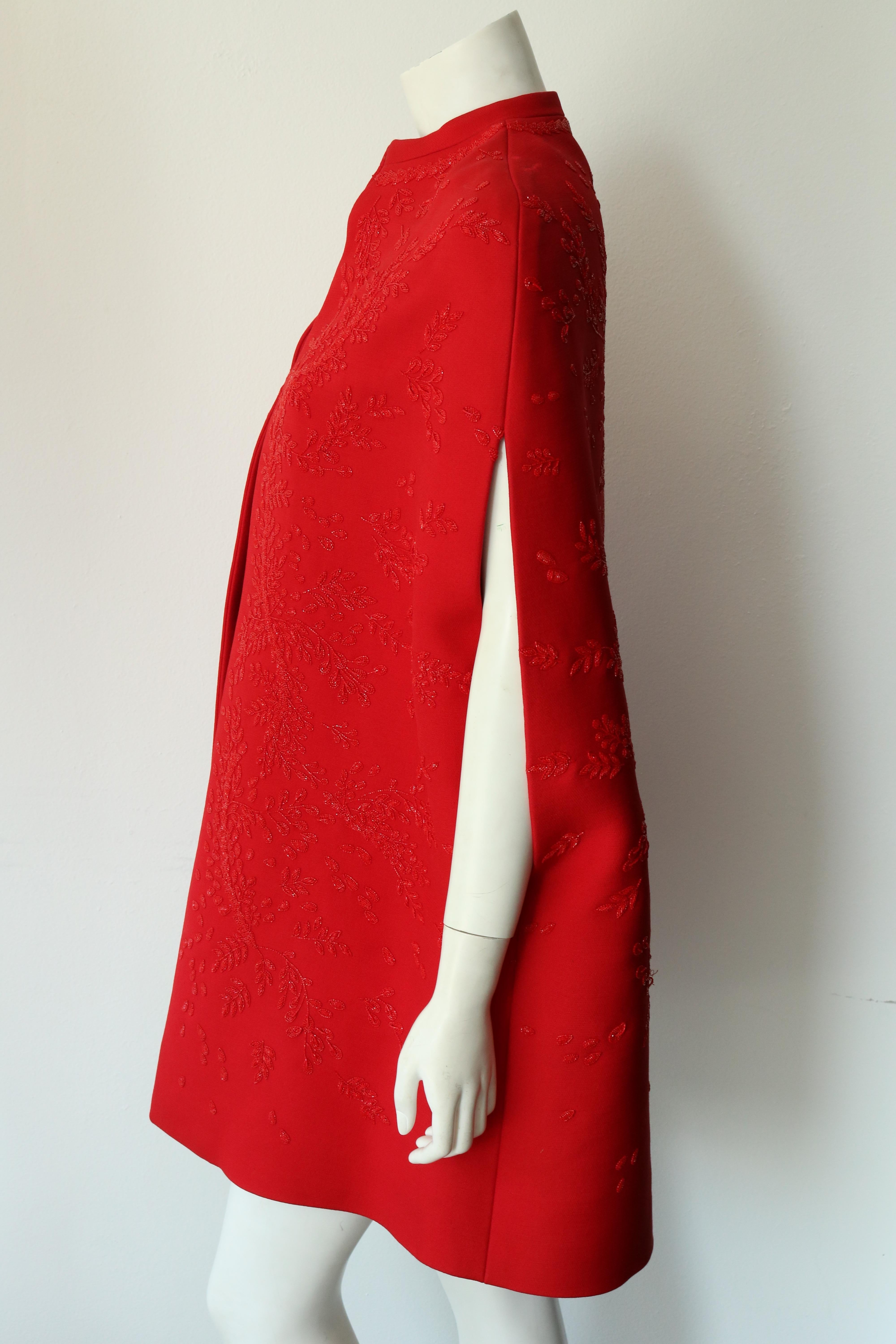 Valentino Haute Couture Red Beaded Embellished Cape  1