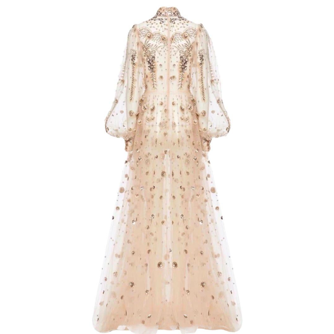 Valentino - Robe de soirée à ornements - Nude avec nuances de blush - Taille 46IT

