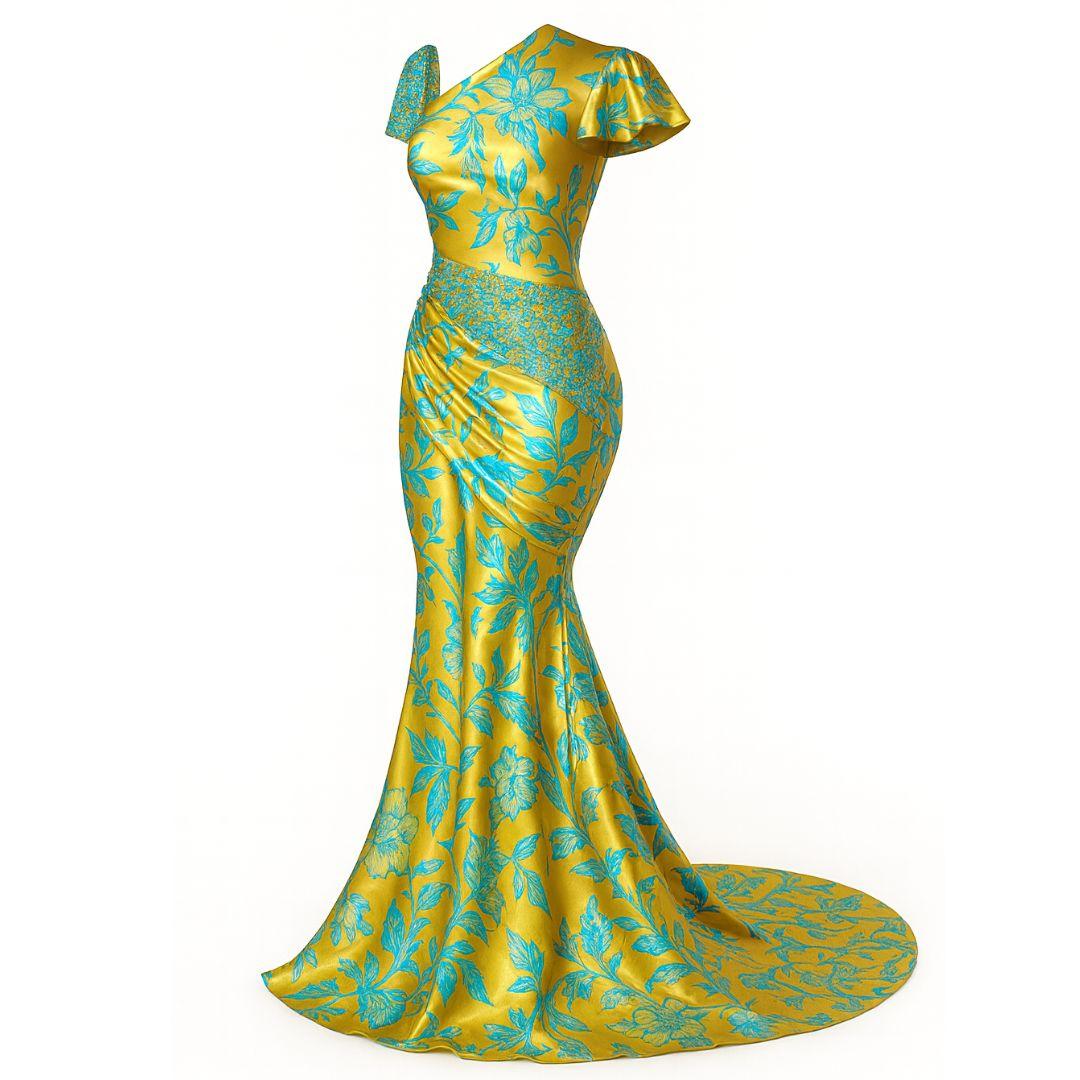 Marron Valentino - Robe du soir en soie avec ornements - Printemps/Été 2006 - Taille 44IT en vente