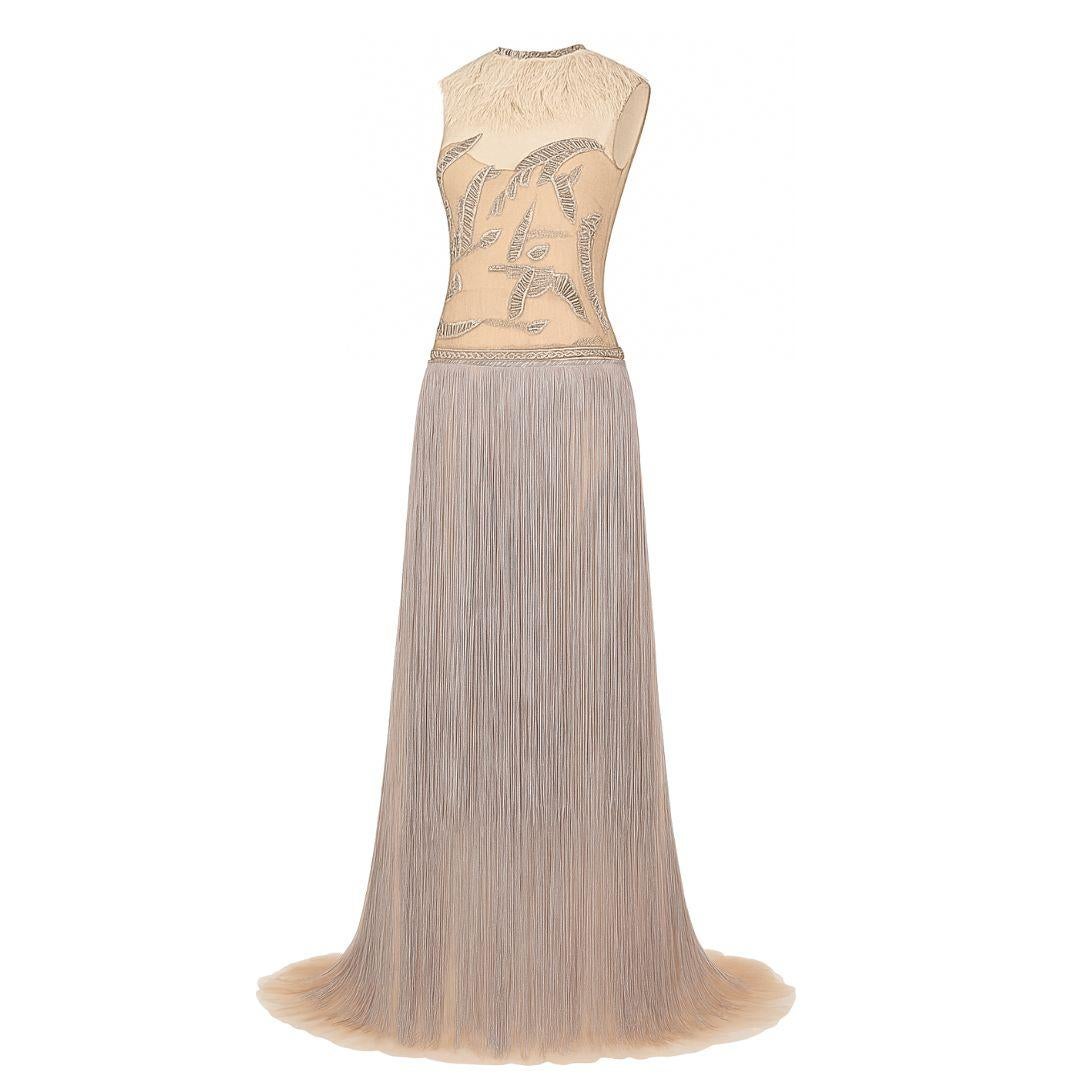 Valentino Embellished Silk Evening Gown Spring/Summer 2016 Size 40IT (Beige) im Angebot