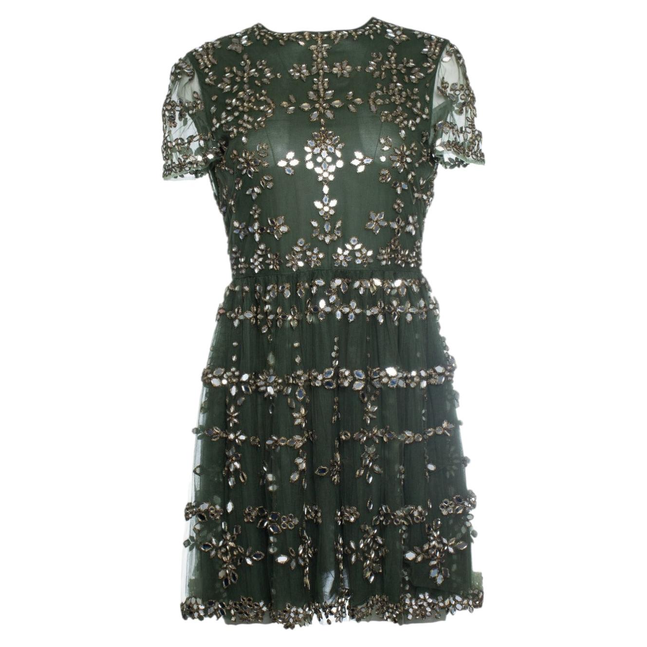 Valentino, vestido de tul embellecido en verde en venta