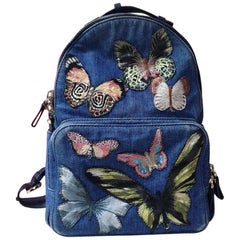 VALENTINO Embroidered Butterfly Denim Backpack 