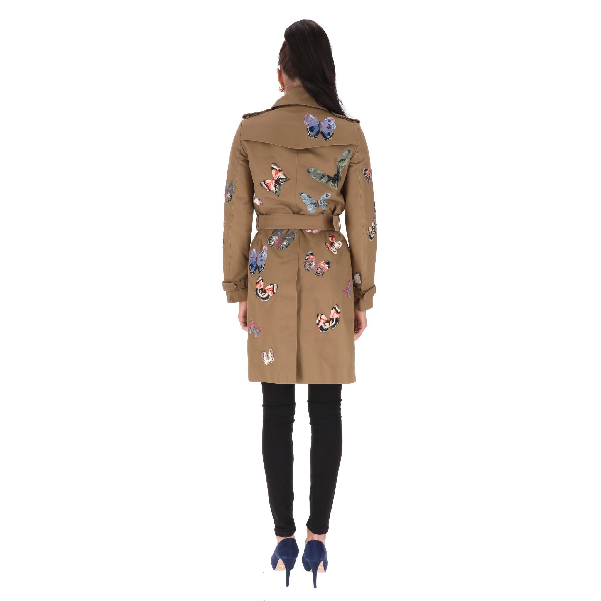 Valentino Embroidered Butterfly Trench Coat In Excellent Condition For Sale In London, GB