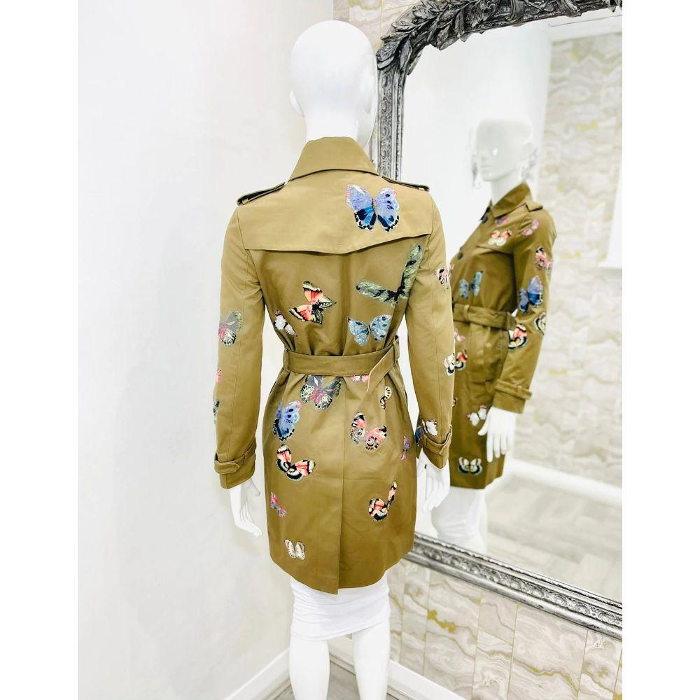Valentino Embroidered Butterfly Trench Coat Size 38IT In Excellent Condition For Sale In London, GB