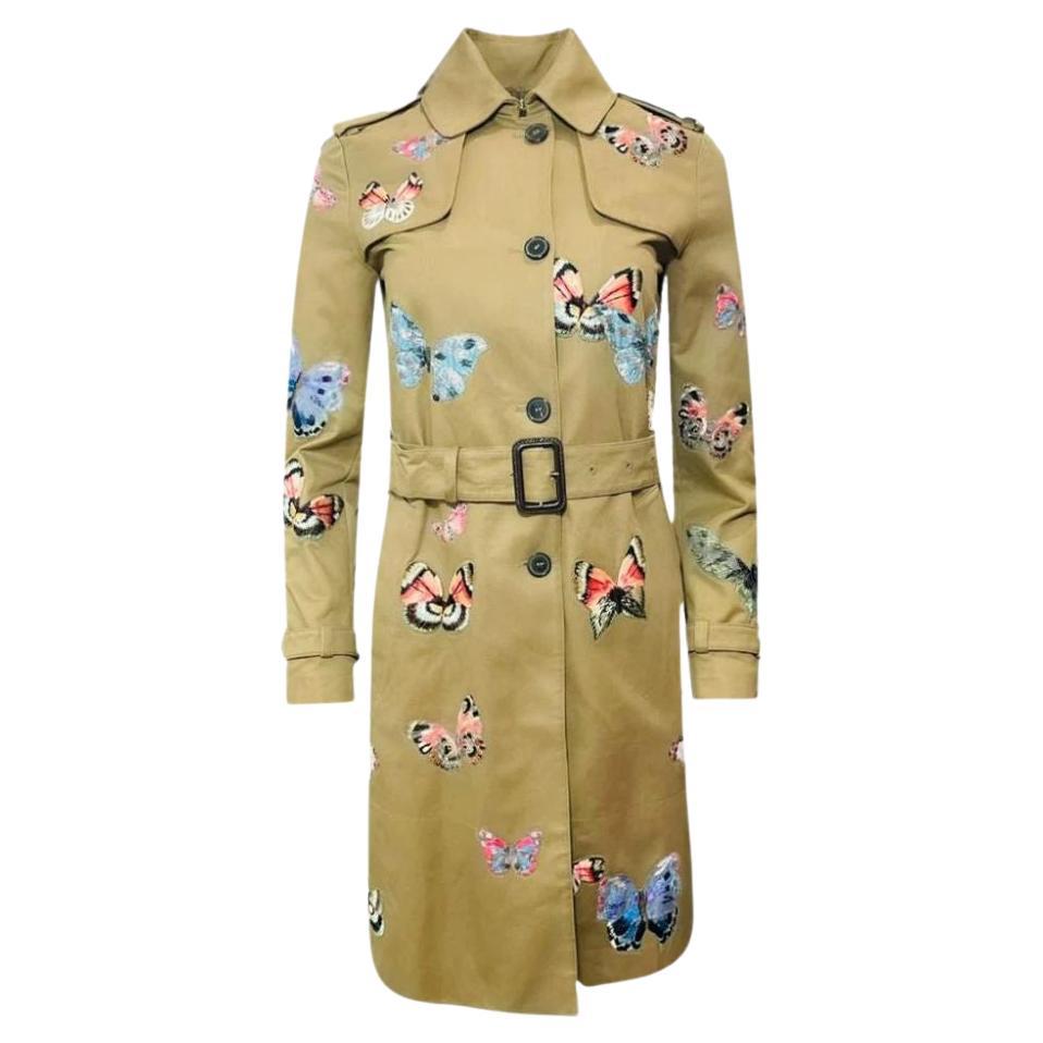 Valentino Embroidered Butterfly Trench Coat Size 38IT For Sale