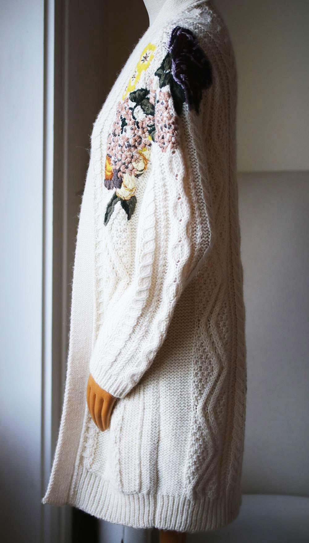 White Valentino Embroidered Cable-Knit Wool and Alpaca-Blend Cardigan