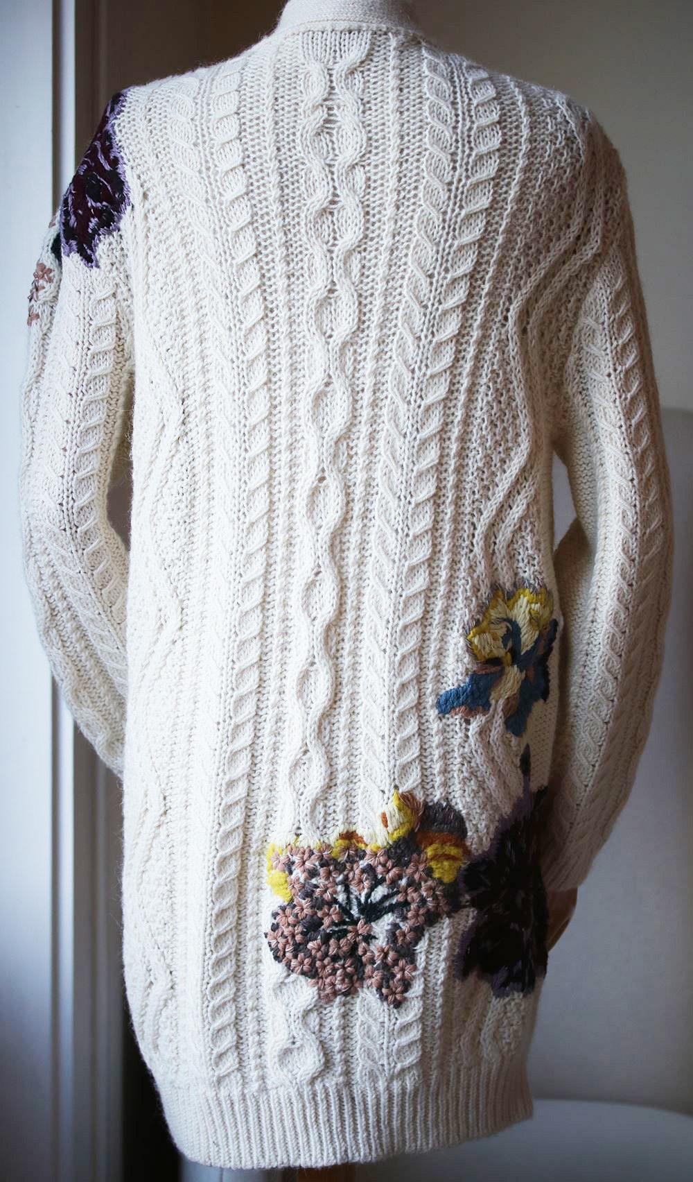 Valentino Embroidered Cable-Knit Wool and Alpaca-Blend Cardigan In Excellent Condition In London, GB