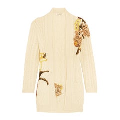 Valentino Embroidered Cable-Knit Wool and Alpaca-Blend Cardigan