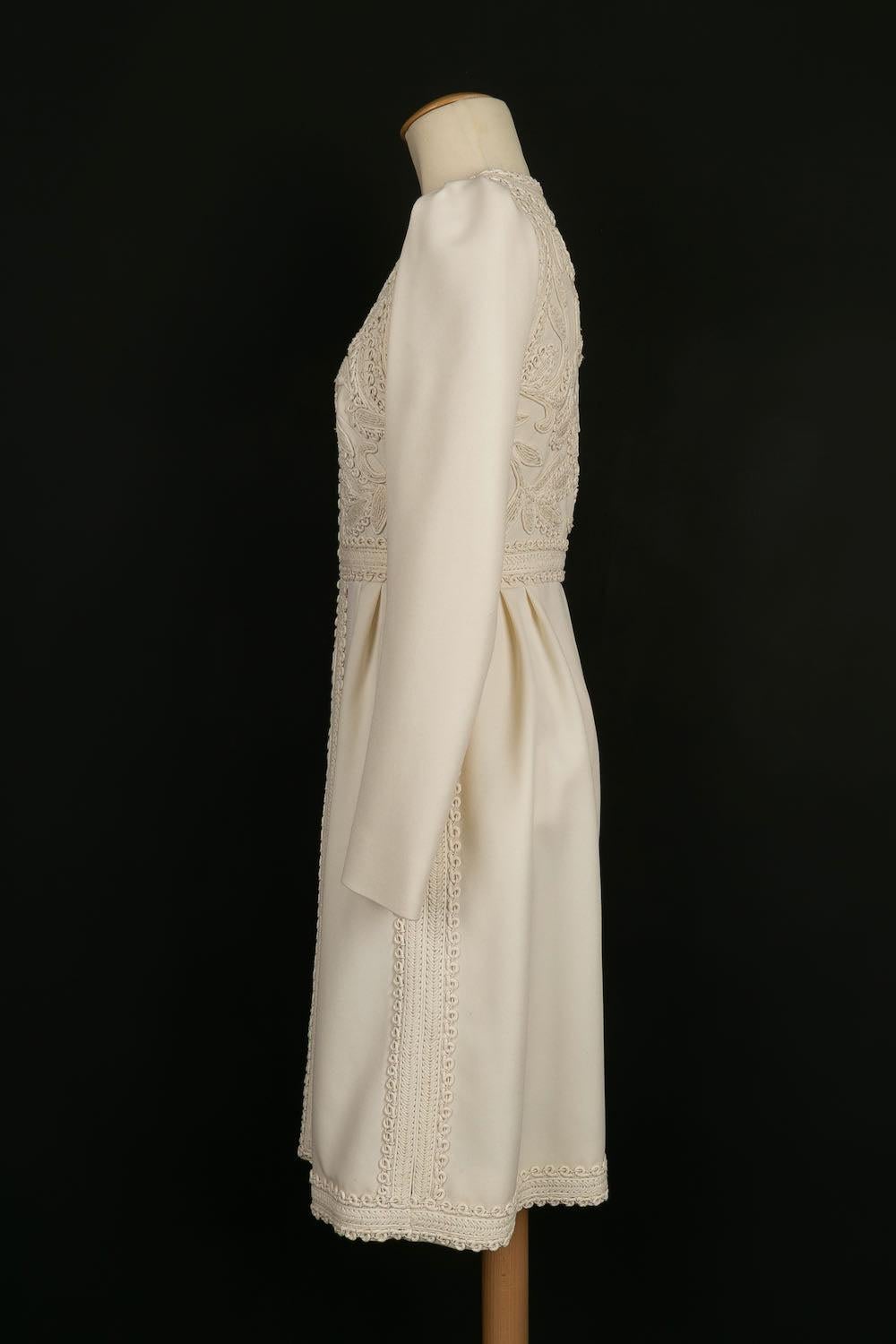 Women's Valentino Embroidered Coat in White Ecru For Sale