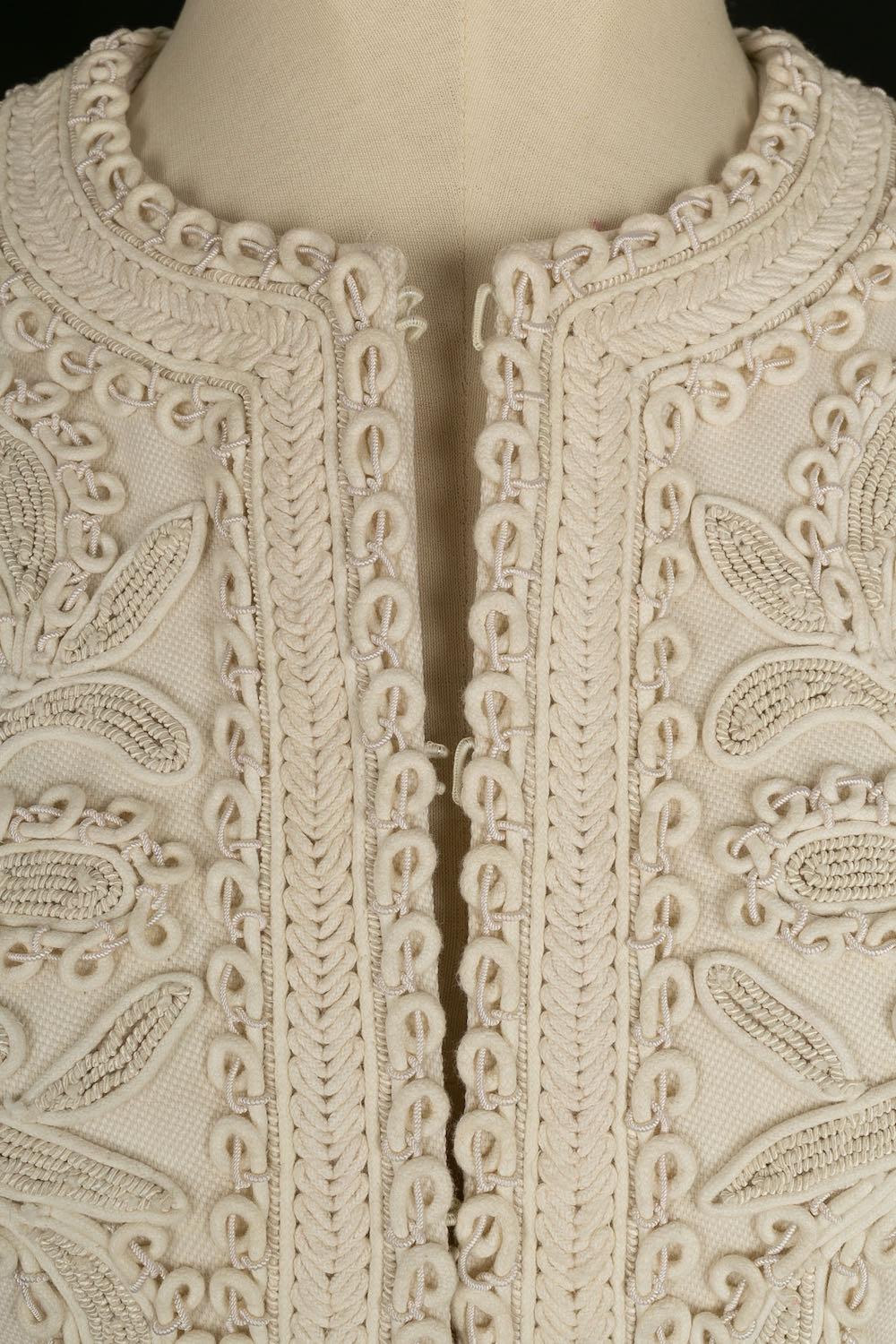 Valentino Embroidered Coat in White Ecru For Sale 1