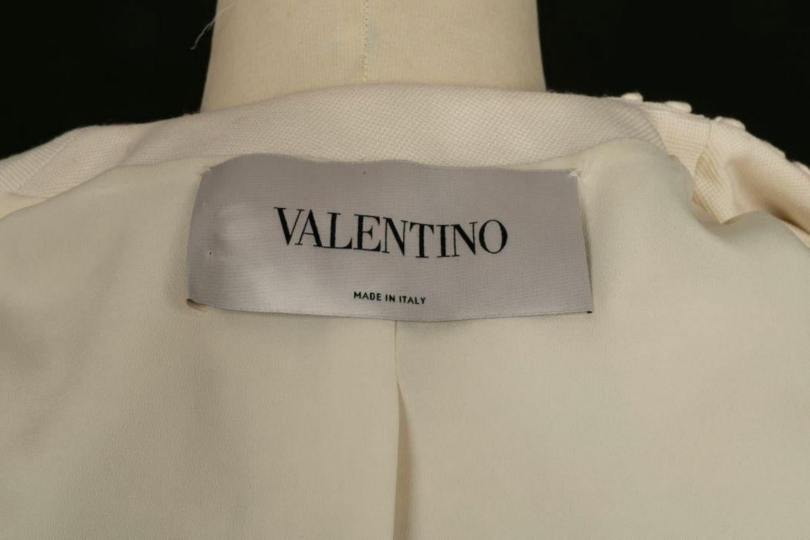 Valentino Embroidered Coat in White Ecru For Sale 4