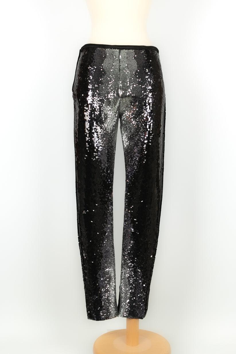 Black Valentino Embroidered Pants, Size 36FR For Sale