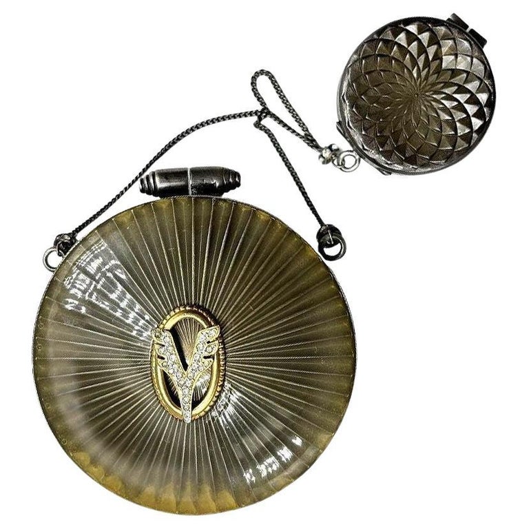 Valentino Enameled Powder and Rouge Makeup Cases w/ Gems For Sale 