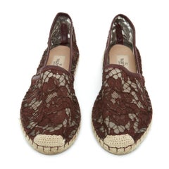 Valentino Espadrilles Bordeaux EU38 Burgundy Lace Espadrille Flachschuh UK5 US7.5