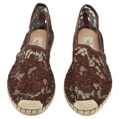 Valentino Espadrilles Bordeaux EU38 Burgundy Lace Espadrille Flachschuh UK5 US7.5