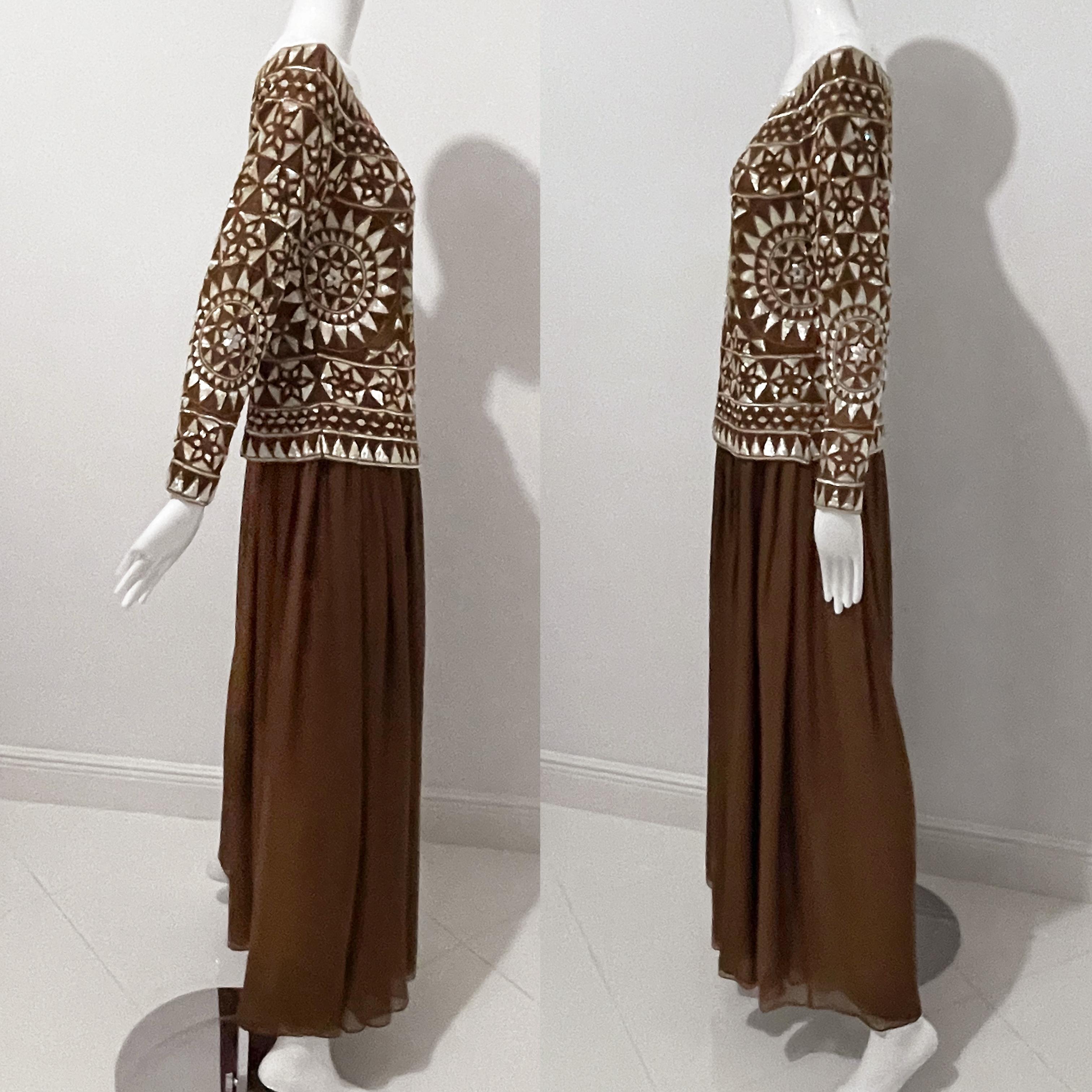 Ensemble 2 pièces de robe de soirée Valentino avec mosaïque perlée formelle documentée, S/S 89  en vente 5