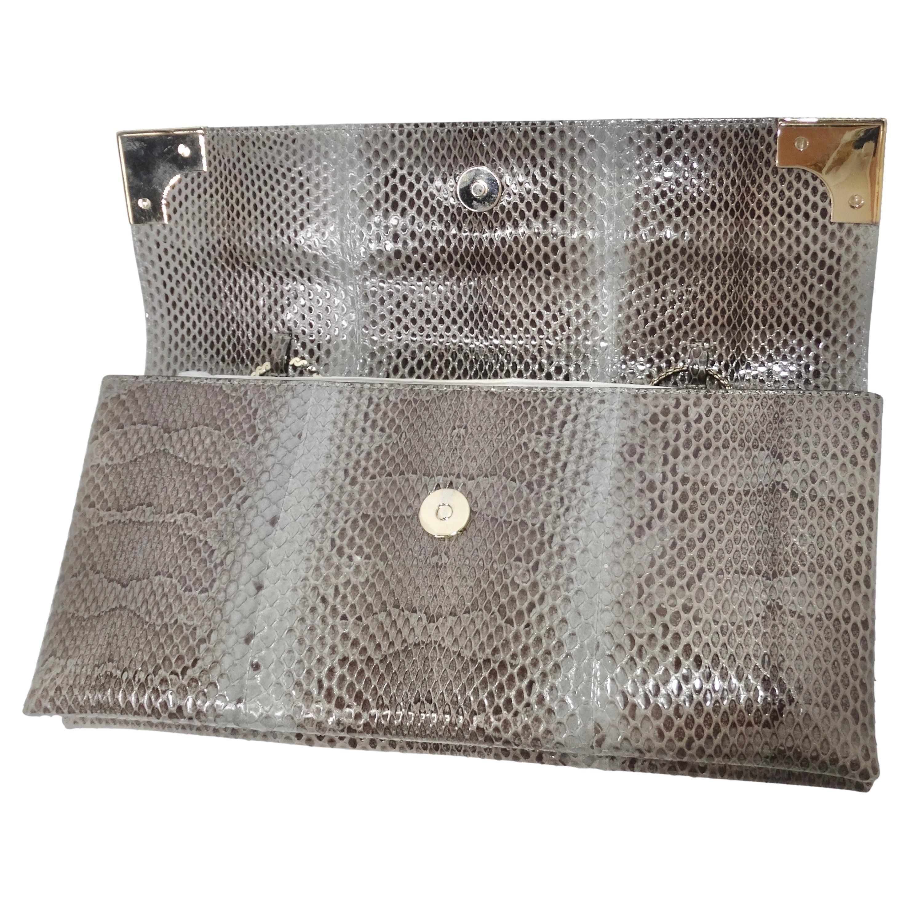 Valentino Exotic Snakeskin Fold Over Handbag In New Condition For Sale In Scottsdale, AZ