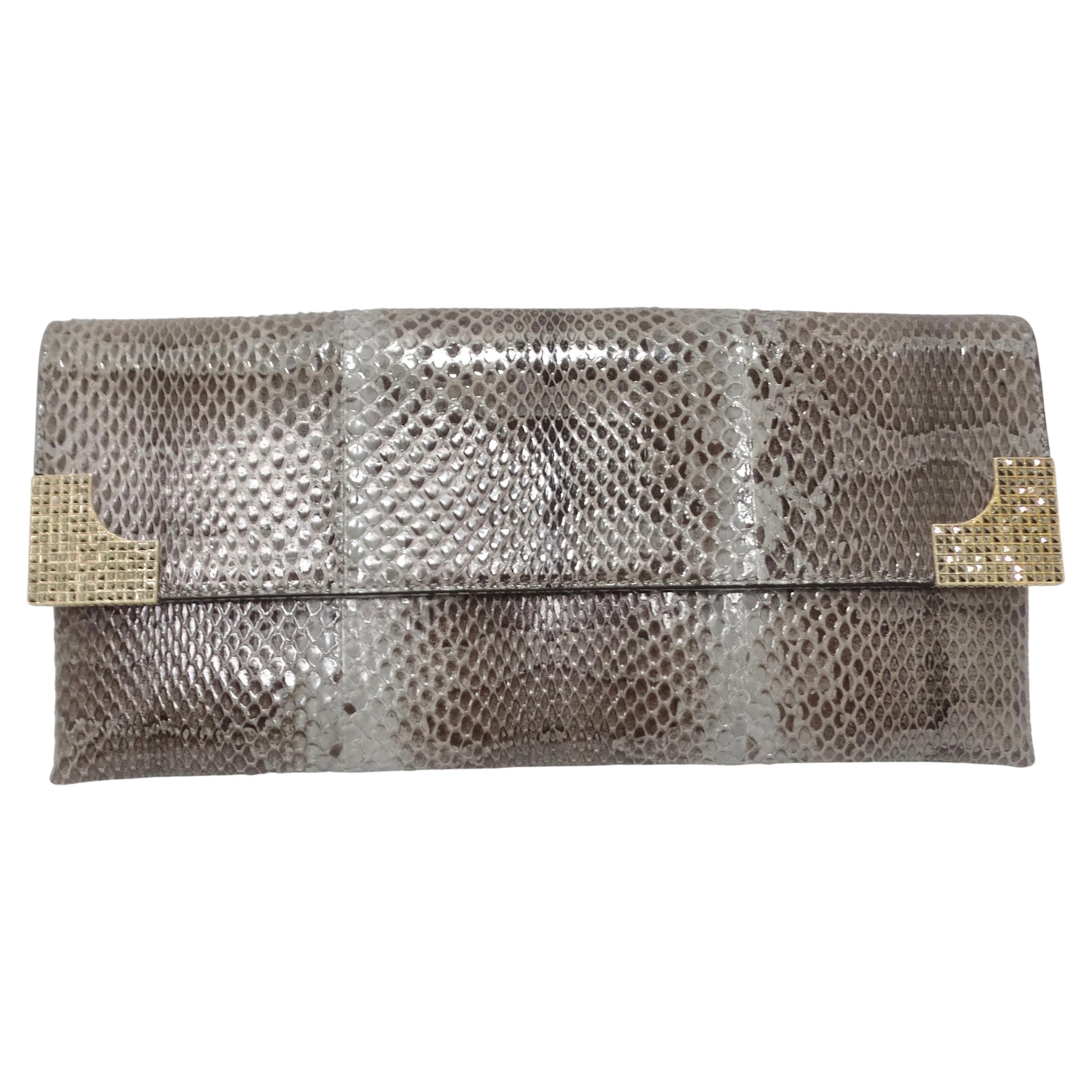 Valentino Exotic Snakeskin Fold Over Handbag For Sale