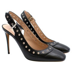Valentino Eyelet Trim Leather Slingback Pumps SIZE 38.5