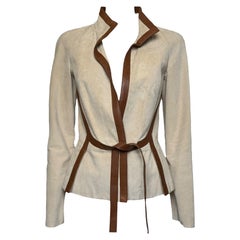 Valentino F/W 2001 Suede Leather Trim Wrap Jacket