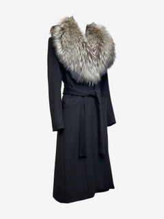 Valentino F/W 2002 Cashmere Black Coat with Silver Fox Fur Collar