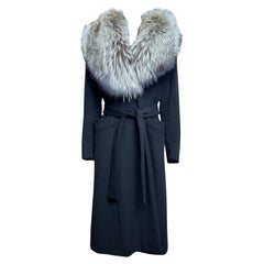 Valentino F/W 2002 Cashmere Black Coat with Silver Fox Fur Collar