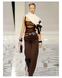 Valentino A/I 2004 abito con crop top trasparente con perline e gonna nera con maxi volant in seta