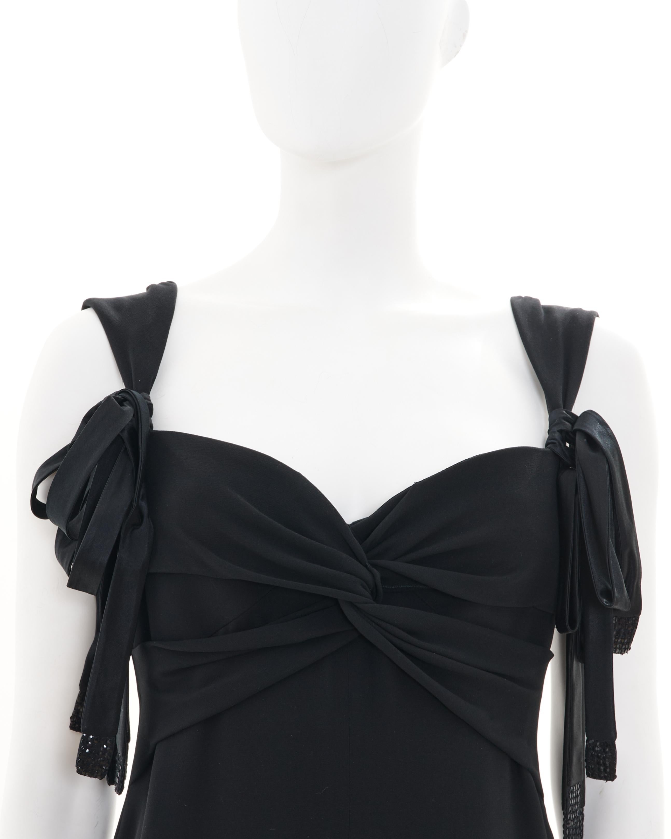 Valentino F/W 2005 Black silk bow cocktail dress For Sale 6