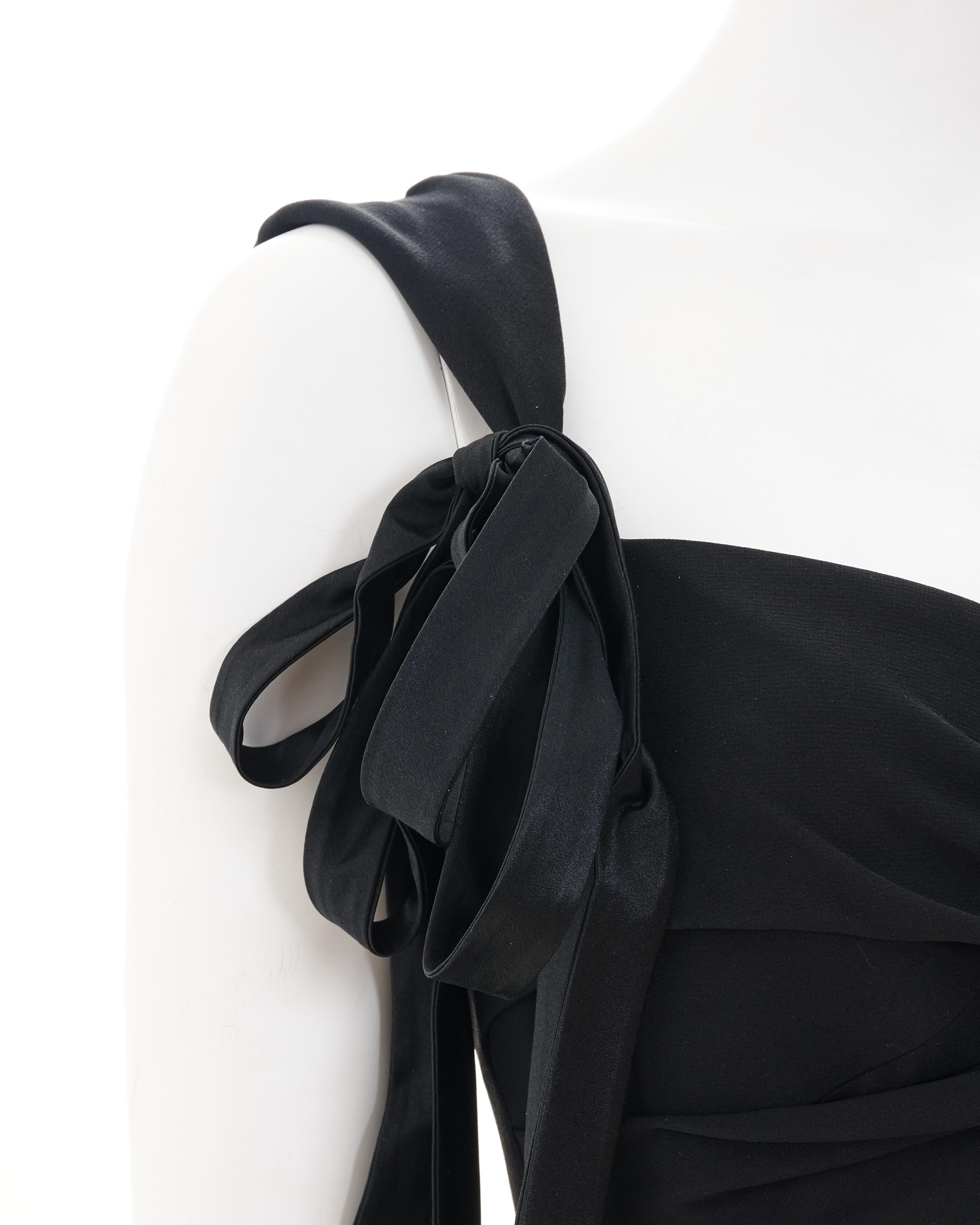 Valentino F/W 2005 Black silk bow cocktail dress For Sale 7