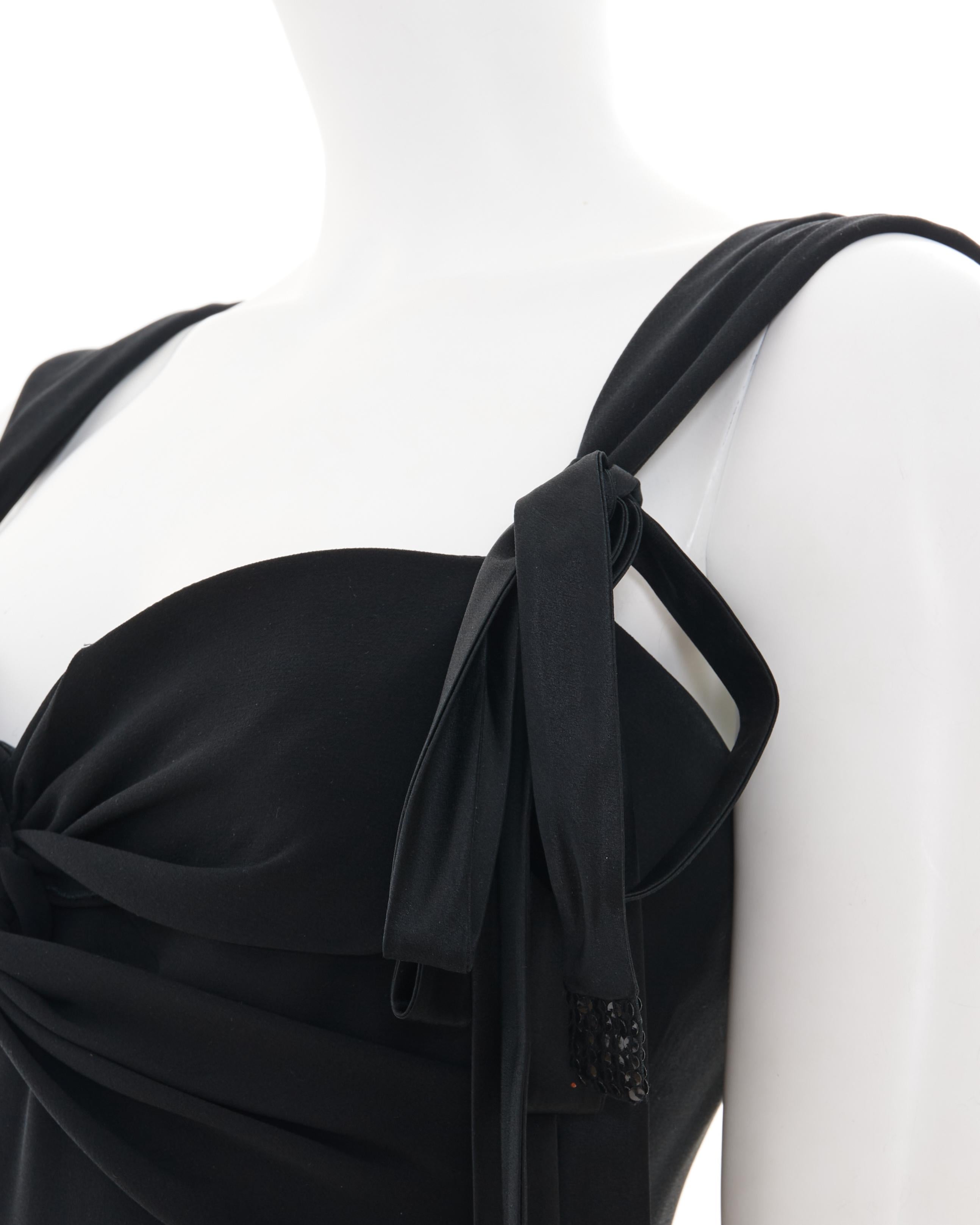 Valentino F/W 2005 Black silk bow cocktail dress For Sale 8