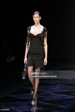 Valentino F/W 2005 Black silk bow cocktail dress