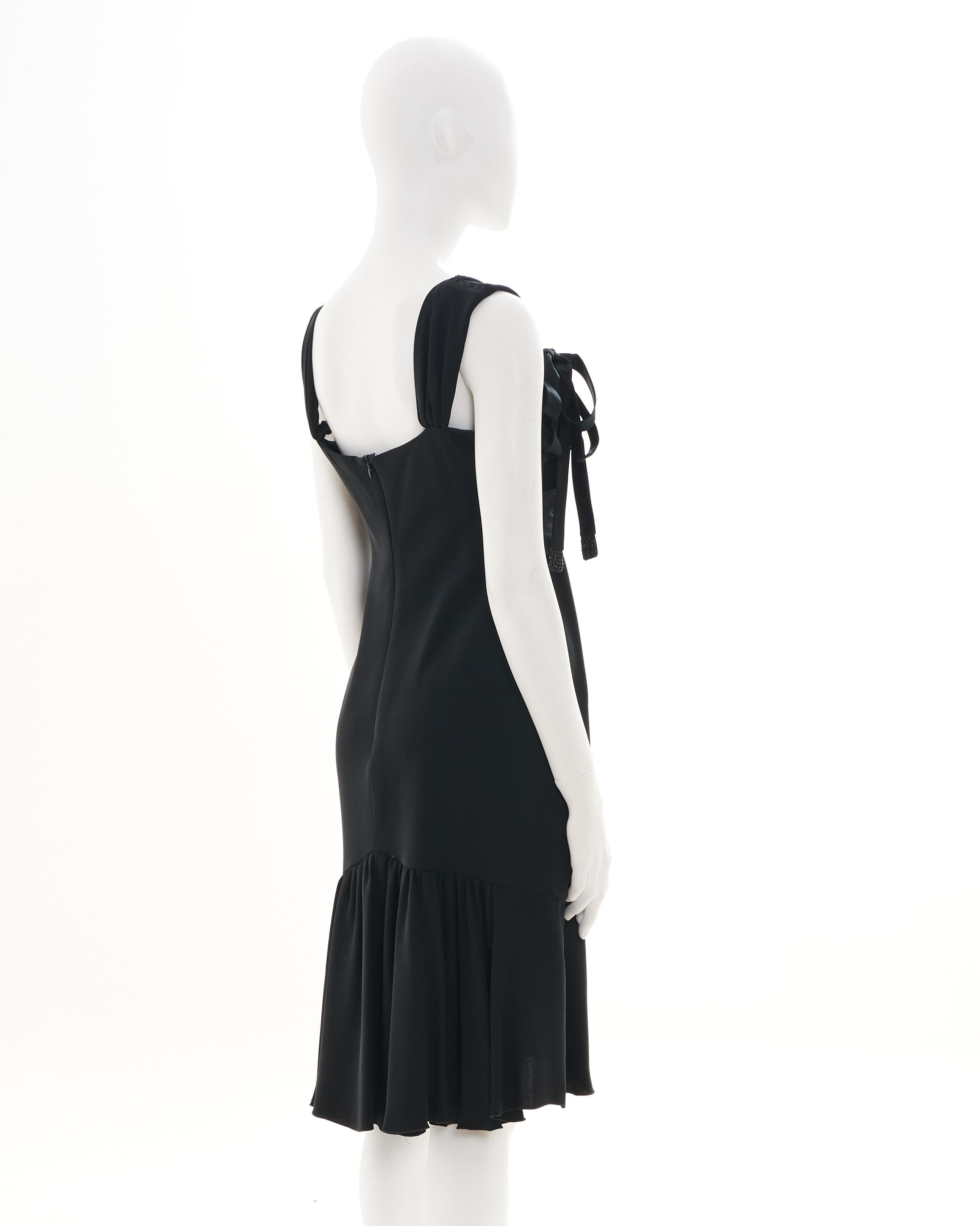 Valentino F/W 2005 Black silk bow cocktail dress For Sale 1
