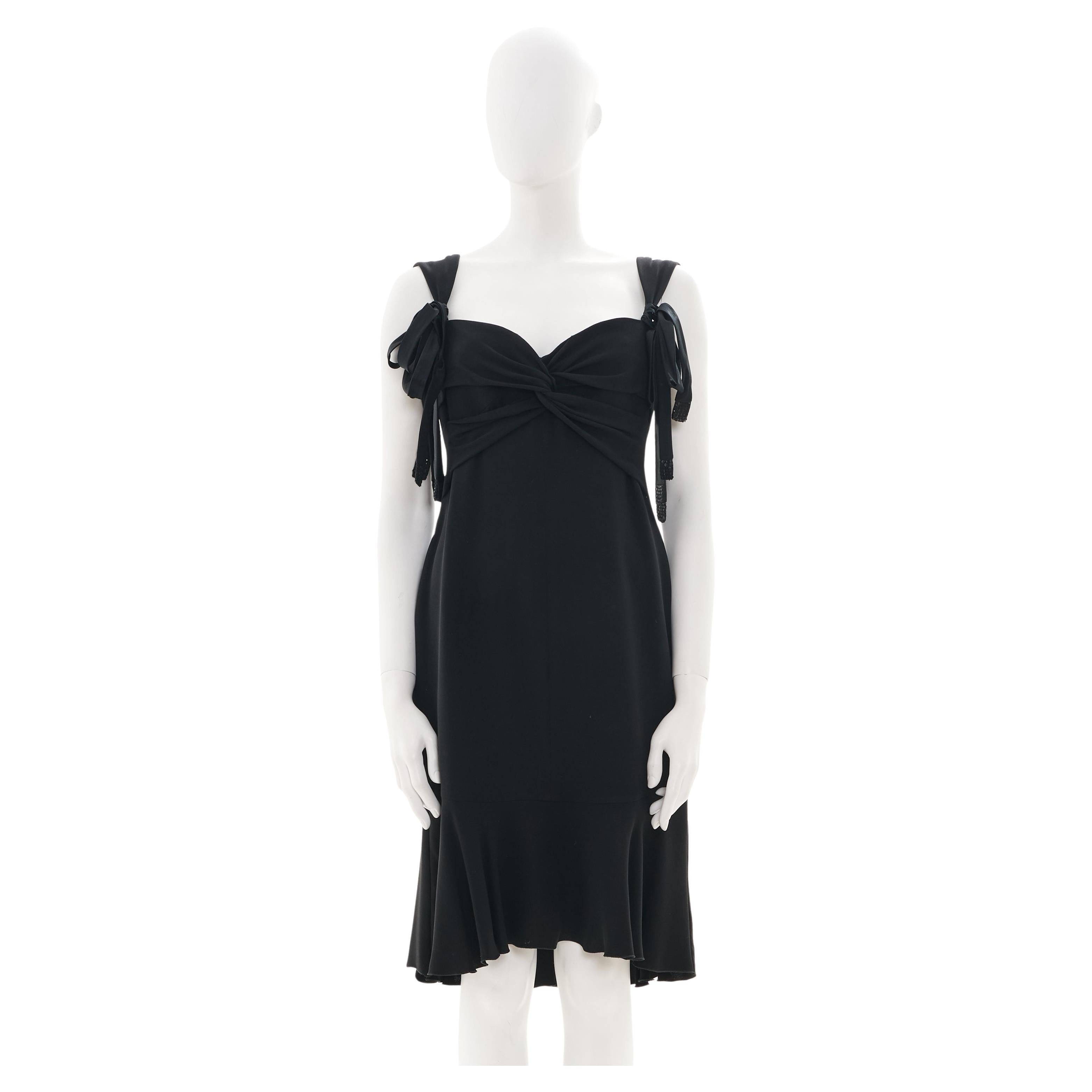 Valentino F/W 2005 Black silk bow cocktail dress For Sale