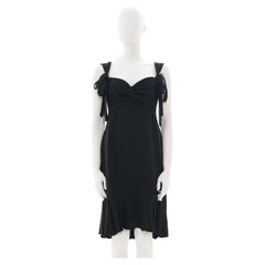 Valentino F/W 2005 Vestido de cóctel con lazo de seda negro