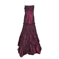 Valentino F/W 2005 Burgundy Iridescent Taffeta Silk Gown