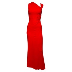 Valentino F/W 2006 Red Silk Jersey Asymmetric Gown