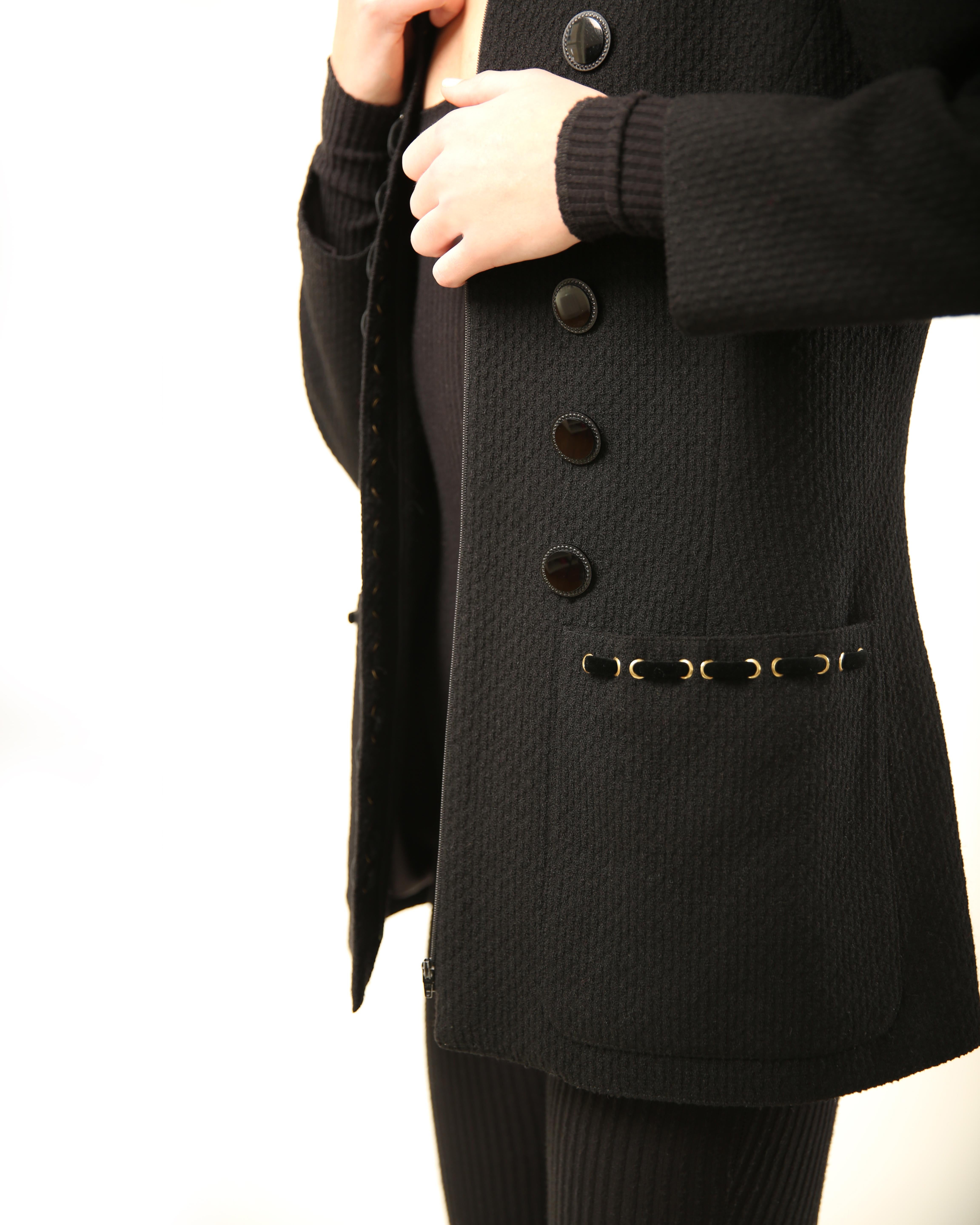 Valentino Fall 1992 vintage black wool velvet coat blazer style jacket IT 42 For Sale 11