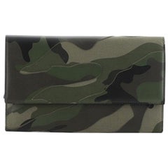 Valentino Flap Clutch Camo Leather and Canvas