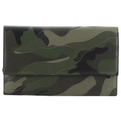 Valentino Flap Clutch Camo Leather and Canvas