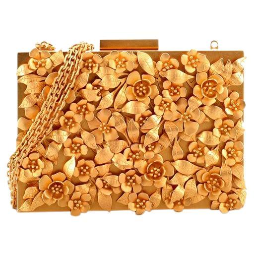Valentino Floral Box Clutch on Chain Metal