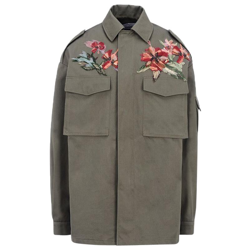  Valentino Floral Embroidered Cotton Safari Jacket 