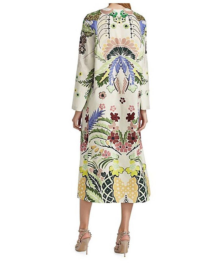 VALENTINO FLORAL-EMBROIDERED COTTON TUNIC DRESS Sz IT 42 - US 6 1