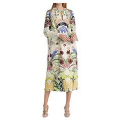 VALENTINO FLORAL-EMBROIDERED COTTON TUNIC DRESS Sz IT 42 - US 6