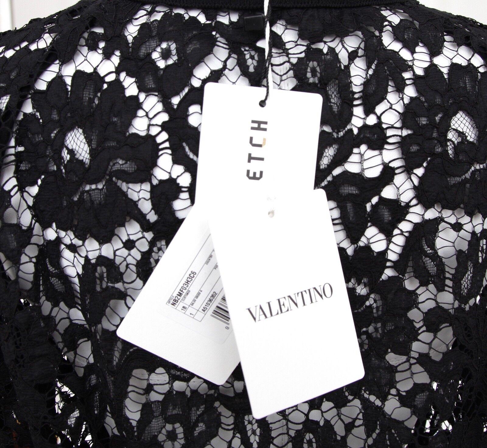 VALENTINO Floral Lace Blouse Top Shirt Long Sleeve Black White Sz S BNWT For Sale 4